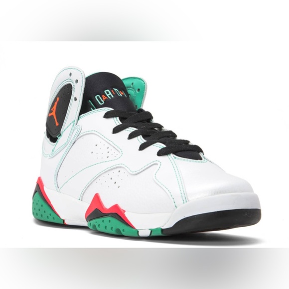Youth Size 7.5 (Euro Sz 40.5) Jordan 7 Retro GS Sneakers Verde/White/Red/Green - Picture 4 of 16